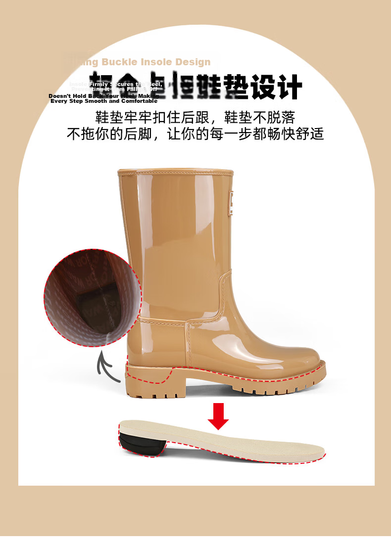Warrior Women's Mid-Calf Waterproof Non-Slip Outdoor Rain Boots Fashion Short Durable Rain Shoes Size 37 4