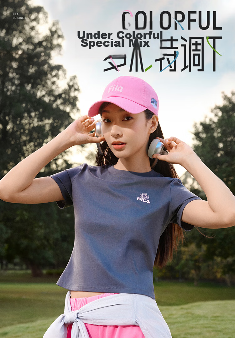 FILA Official Women's Knitted Short Sleeve Shirt 2026 Summer Casual Slim Fit Cool Cotton Cropped T-Shirt 2