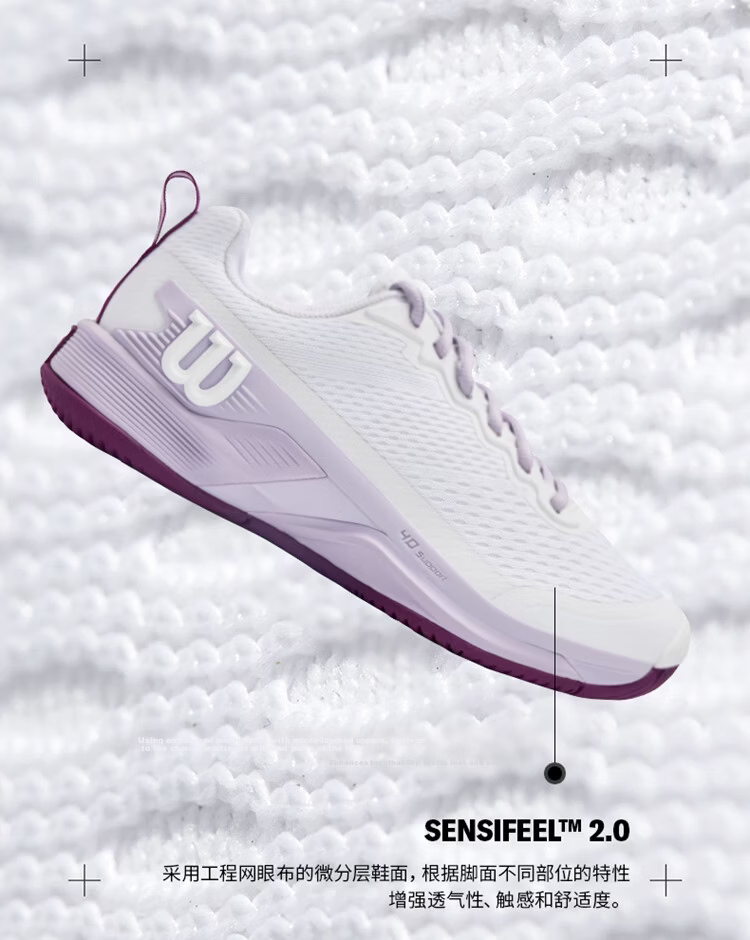 Wilson Rush Pro 4.5 Women's Purple Stability Series Professional Durable Comfortable Tennis Shoes 5