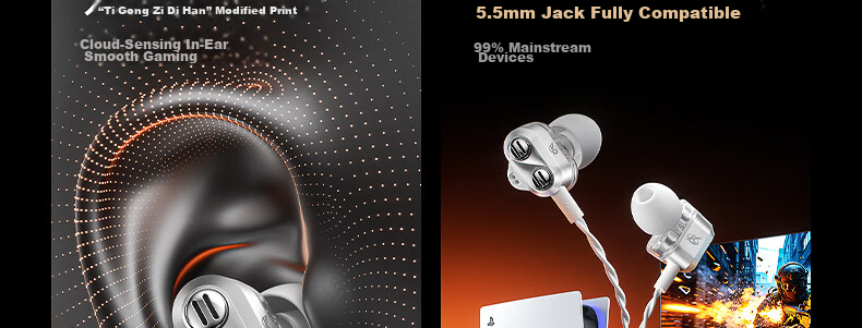 IKF Xuan Ying Wired In-Ear Gaming Headset with Mic 3.5mm Sound Localization E-Sports Dual Dynamic Driver Delta FPS Tuned Computer Microphone 2-in-1 Burnished Brown 12