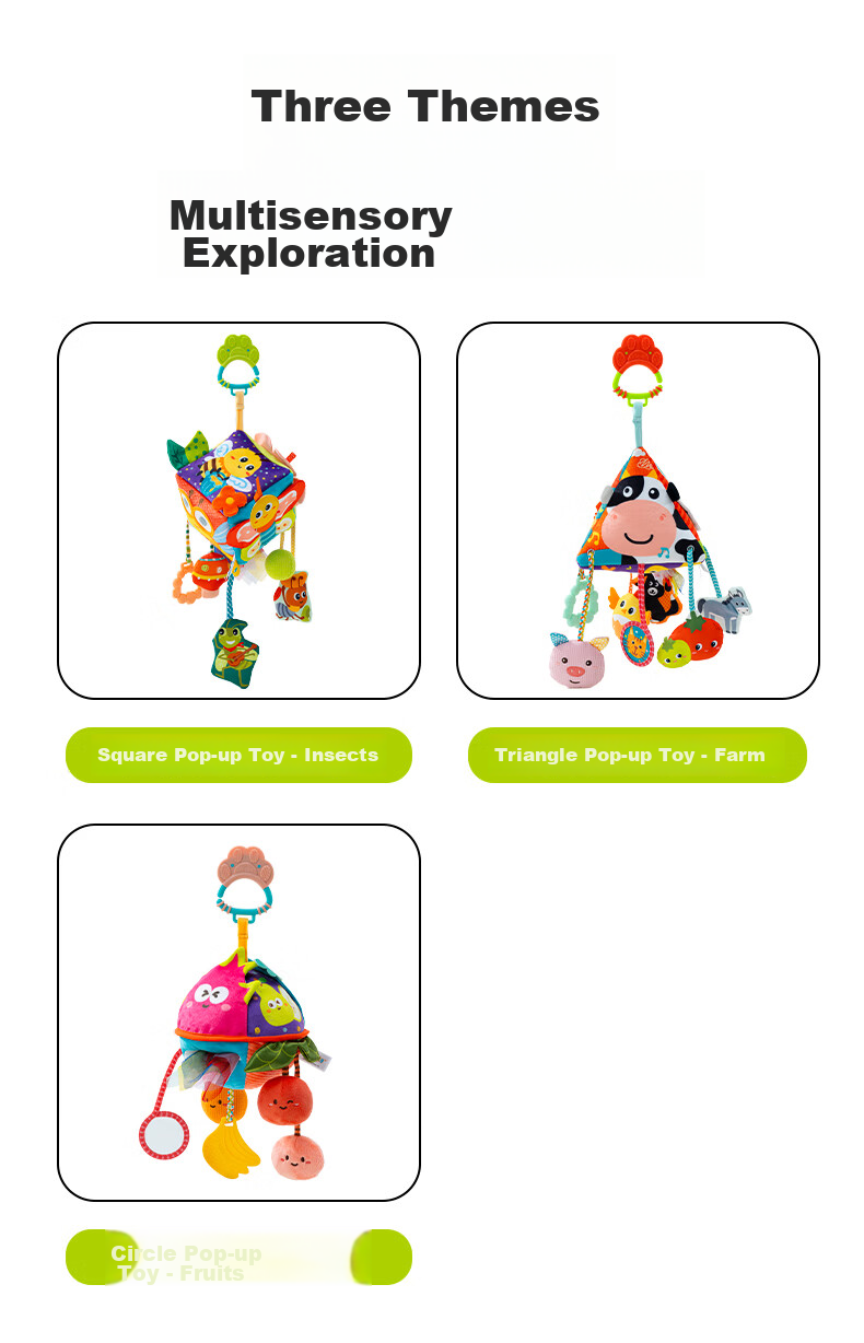 Jollybaby Baby Toy Pull-and-Play Car Hanging Sensory Development Educational Crib Rattle - Farm Triangle Pull-and-Play 23