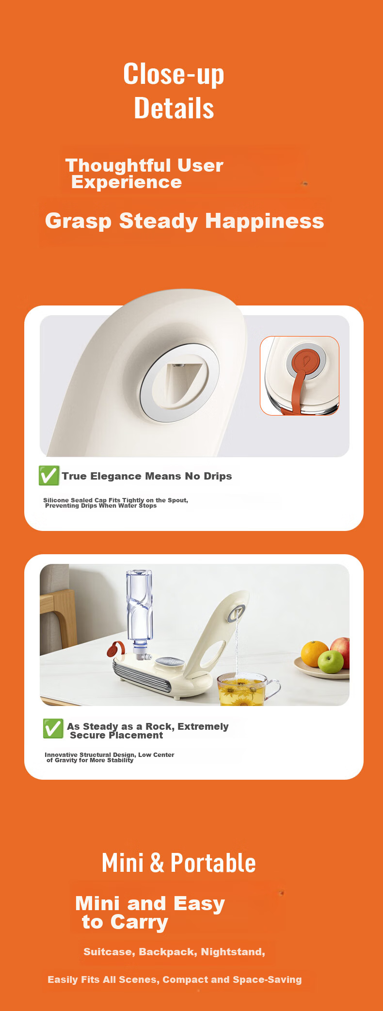AUX Portable Instant Heating Water Dispenser Home Small Desktop Tea Brewing Milk Preparation Travel Electric Kettle Mini Fast Heating Direct Drinking Machine AYSJ-16A01B 7