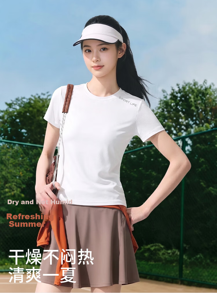 Miiow Women's Summer Ice Silk Cool Short Sleeve T-Shirt UV Protection Fragrant Antibacterial Sports Top Stretch Breathable Quick-Dry Ice Oxygen Shirt 3