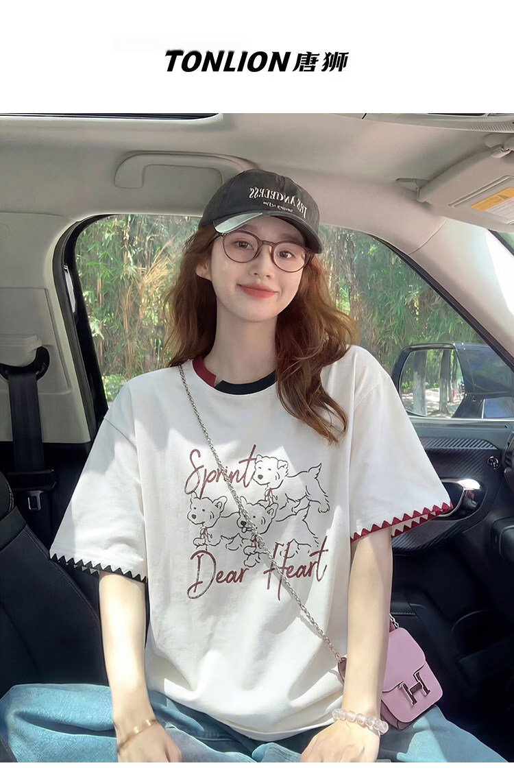 TonLion 2026 Summer Women's Short Sleeve T-Shirt Pure Cotton Youthful Fashionable White Versatile Early Spring Top 1
