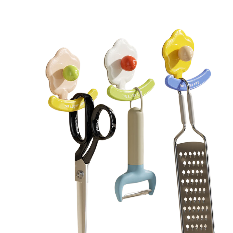 Fanyejia Flower Hair Tie Hooks, 3-Pack, No Drilling Required, Heavy-Duty Load-Bearing, Hanging Tissue And Face Towel Hooks, Bathroom Multi-Functional Hooks