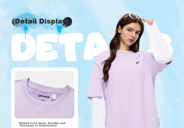 FILA FUSION Official Trendy Couple's Short Sleeve T-Shirt Summer Colorful Loose Sports Tee 19