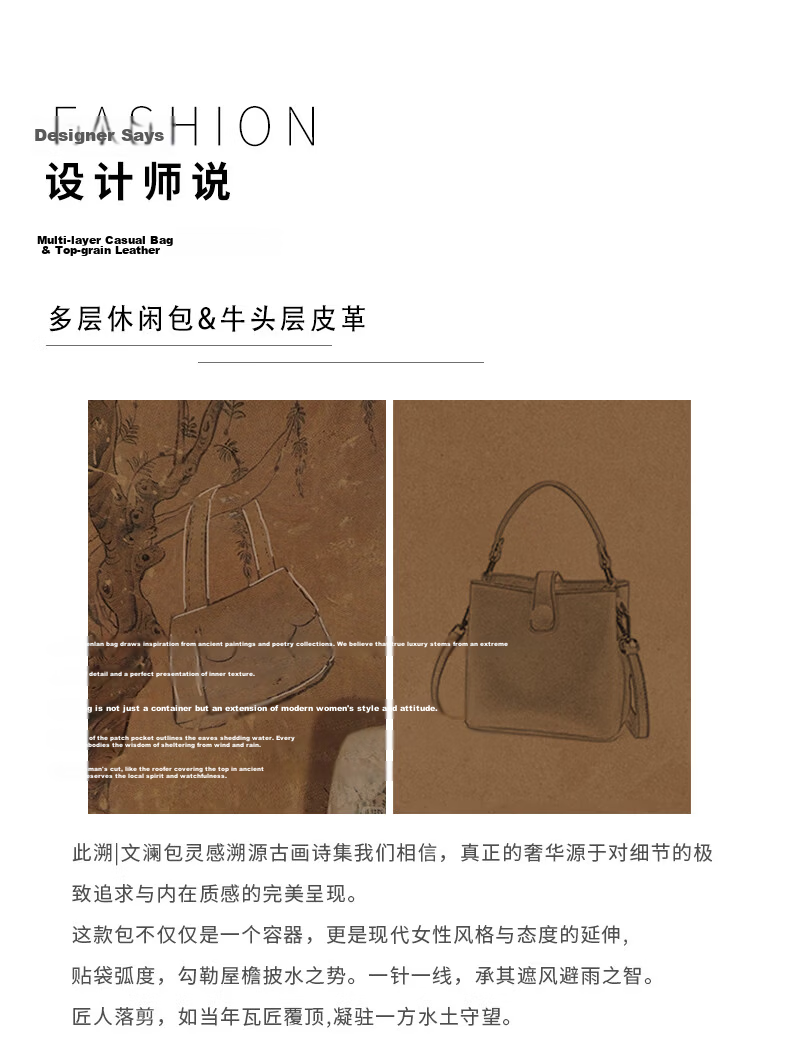 ESUNARTY Genuine Leather Bucket Bag Women 2026 New Handbag Boutique High-End Shoulder Crossbody Bag Birthday Gift for Women 3