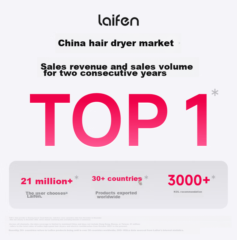 LAIFEN High-Speed Hair Dryer, Quick-Drying Hair Care Home Electric Blower, Negative Ion Hair Dryer, Birthday Gift, SE Lite Blue-Gray + Nozzle + Stand 1