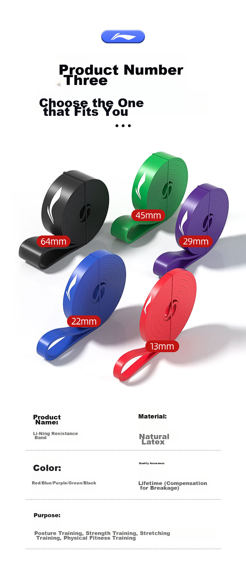 Li-Ning Elastic Resistance Band, Pull-Up Assistance Band, Fitness Shoulder Opener, Leg And Chest Muscle Stretching Band, Strength Training Rope 11