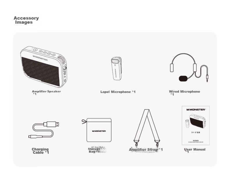 Monster Soundbase N23 Wireless Bluetooth Speaker with Wired Microphone, Teacher's Amplifier, Tour Guide, Meeting Use, 15% National Subsidy 19