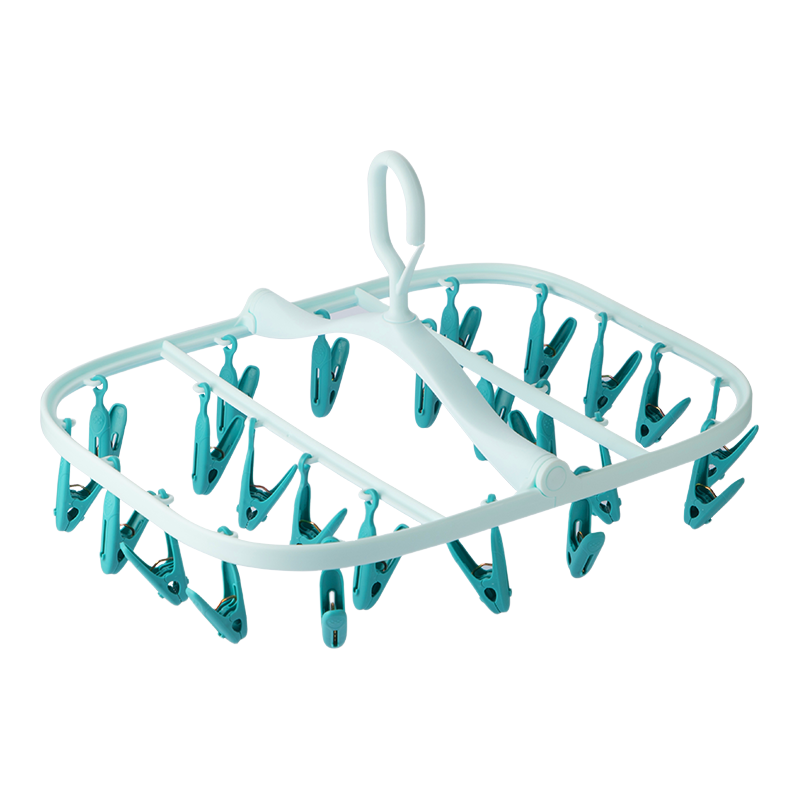 CHAHUA Clothes Hanger with Clips, Foldable Drying Rack, Children's Socks And Underwear Drying Rack, 24 Hooks, Large Size