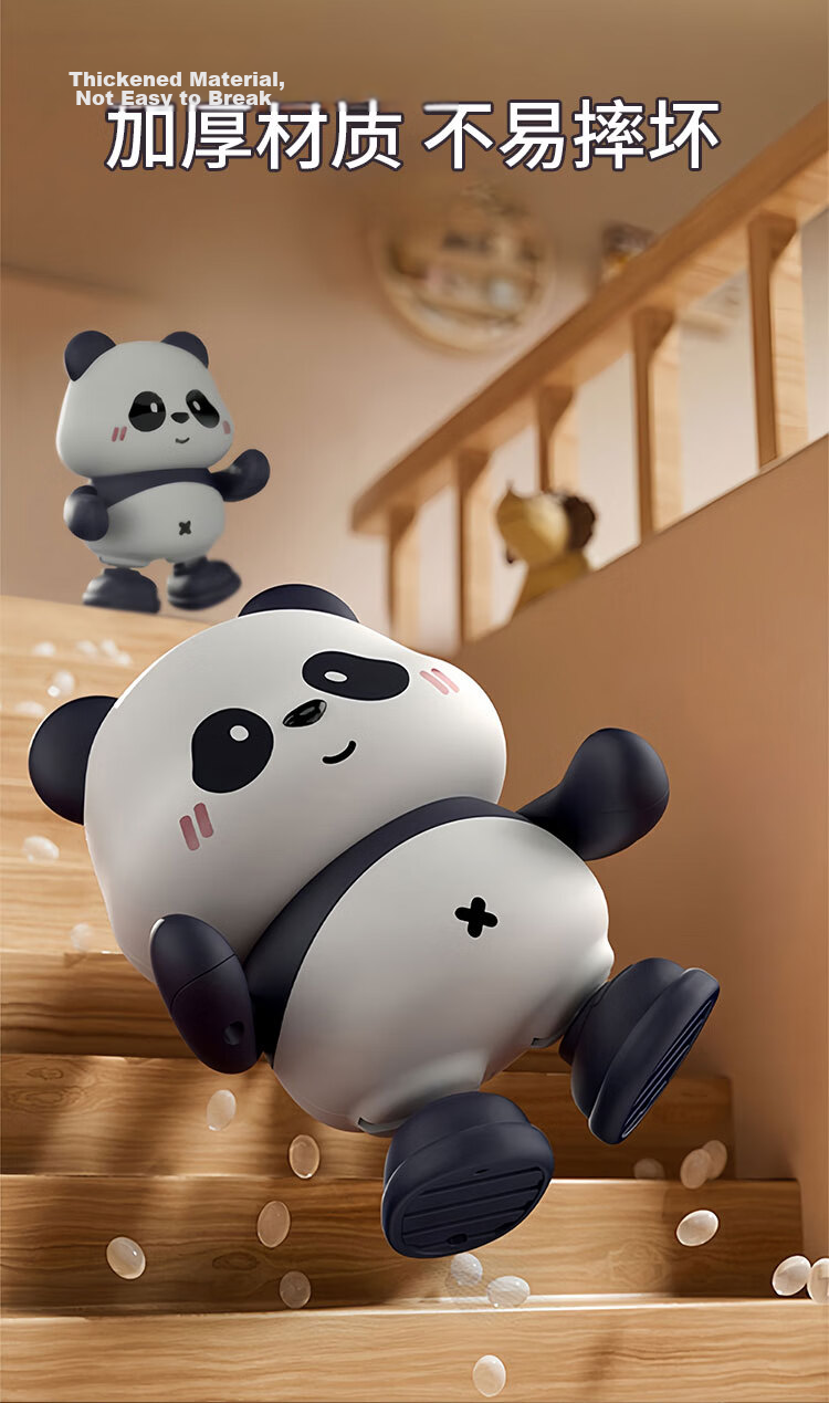 MKBIBI Baby Head Lifting Training Toy Panda Black and White Card Singing Robot Dancing Crawling Learning Toy 6