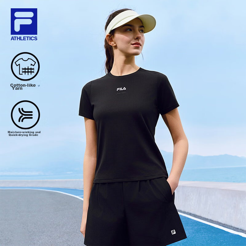 FILA Official Colorful Women's Short Sleeve T-Shirt 2026 Summer Moisture-Wicking Quick-Dry Fitness Sports Yoga Running Tee