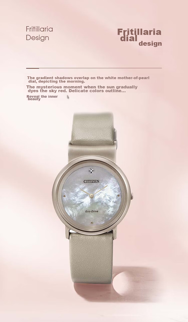 CITIZEN Women's Japanese Korean Eco-Drive Mother-of-Pearl Dial Watch EG7073-16Y Gift for Girlfriend 9