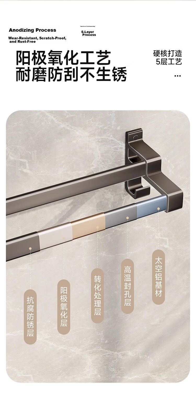 Submarine Bathroom Towel Rack Wall-Mounted Storage Shelf QSTY017260G 4