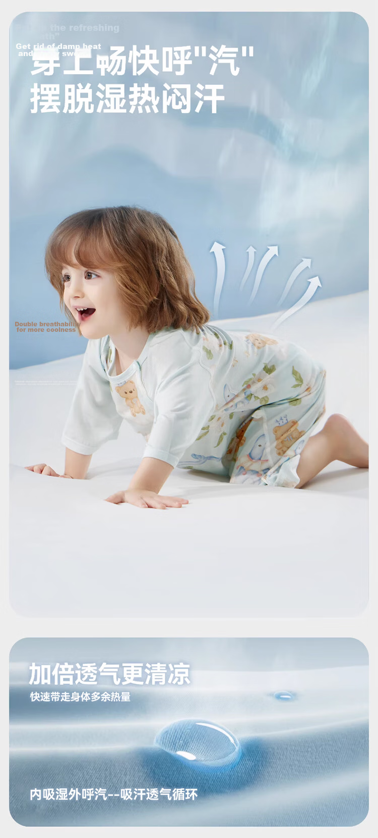 Kidsneed Baby Sleeping Bag Summer Thin Cotton 3/4 Sleeve Baby Sleep Dress Unisex Kids Pajamas Homewear Size 80 2