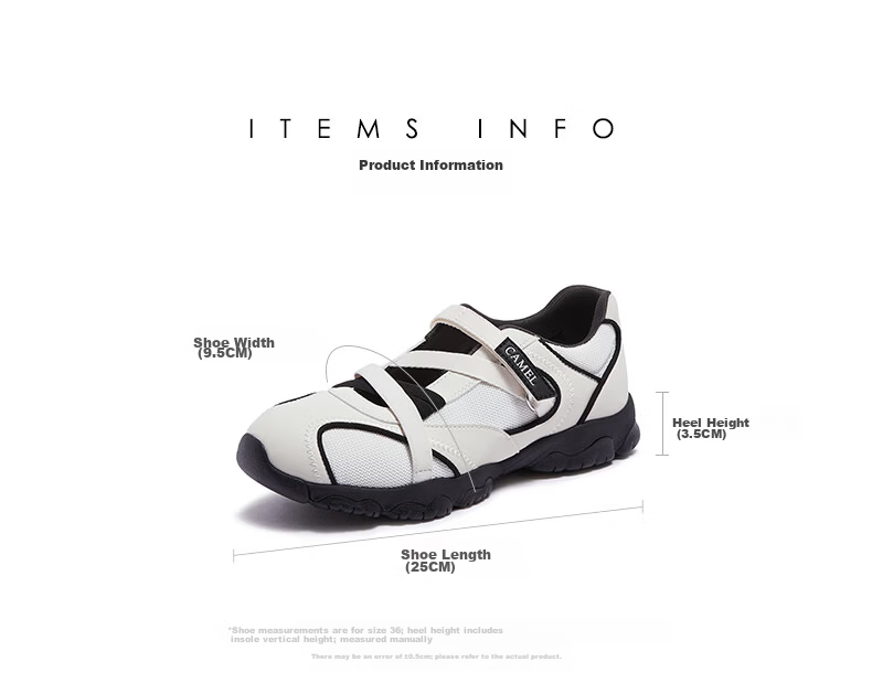 CAMEL Ballet Mary Jane Training Shoes for Women with Velcro, Height Increasing Casual Sports Shoes L26A577055 Carbon Gray, Size 37 17