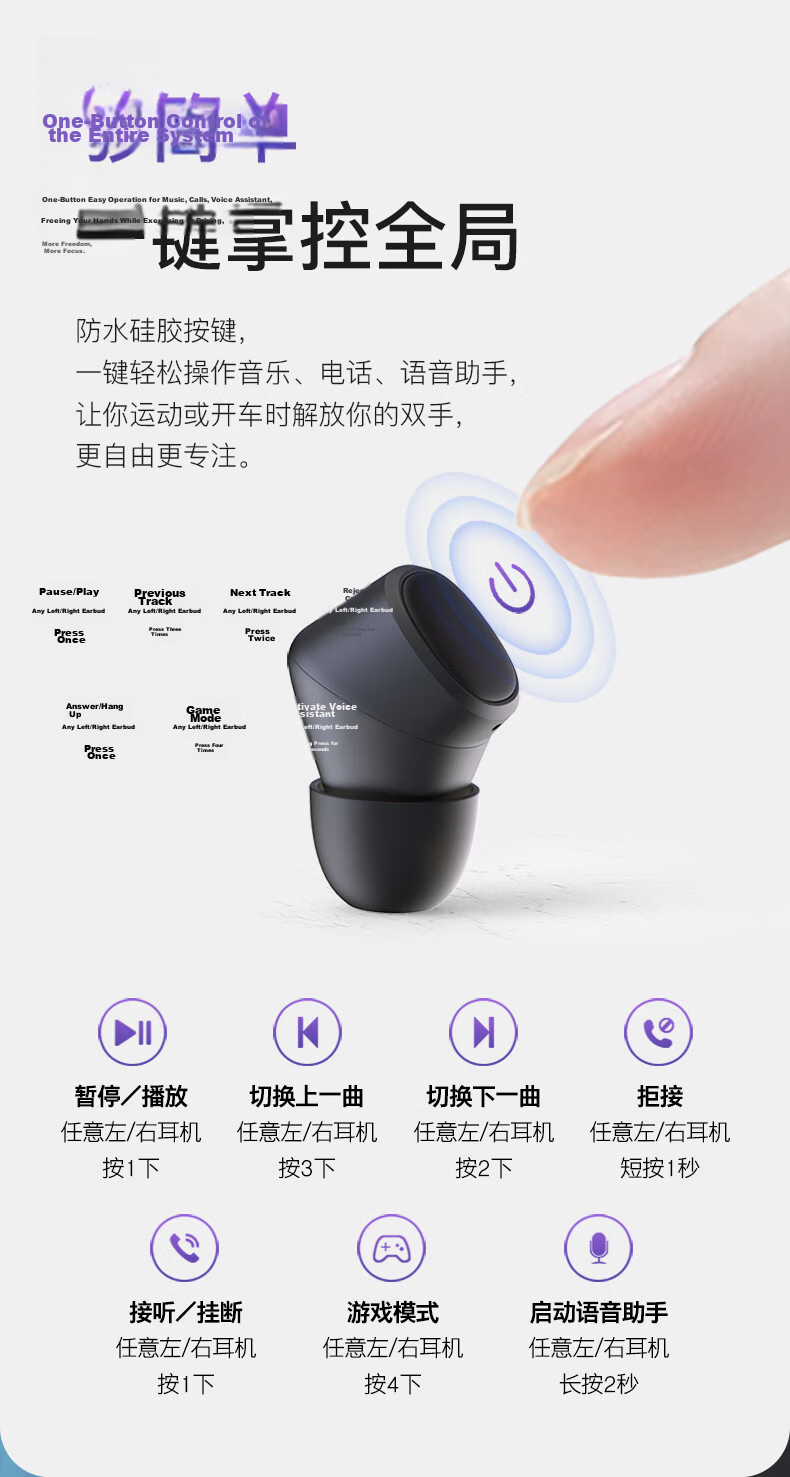 EMEY [Fully Upgraded] T1X True Wireless Bluetooth Earbuds, In-Ear Bean-Style Music And Call Headphones with Low Latency, Bluetooth 6.0 Noise Reduction, Compatible with Apple, Huawei, Xiaomi, Black 10