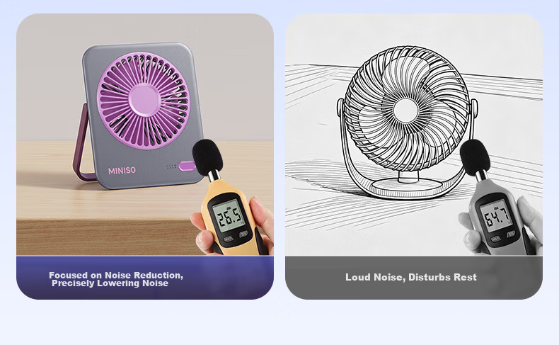 MINISO Desktop Fan Small Fan 2026 New Silent Long Battery Life Dual Power Portable USB Table Fan for Office Home Dormitory 11