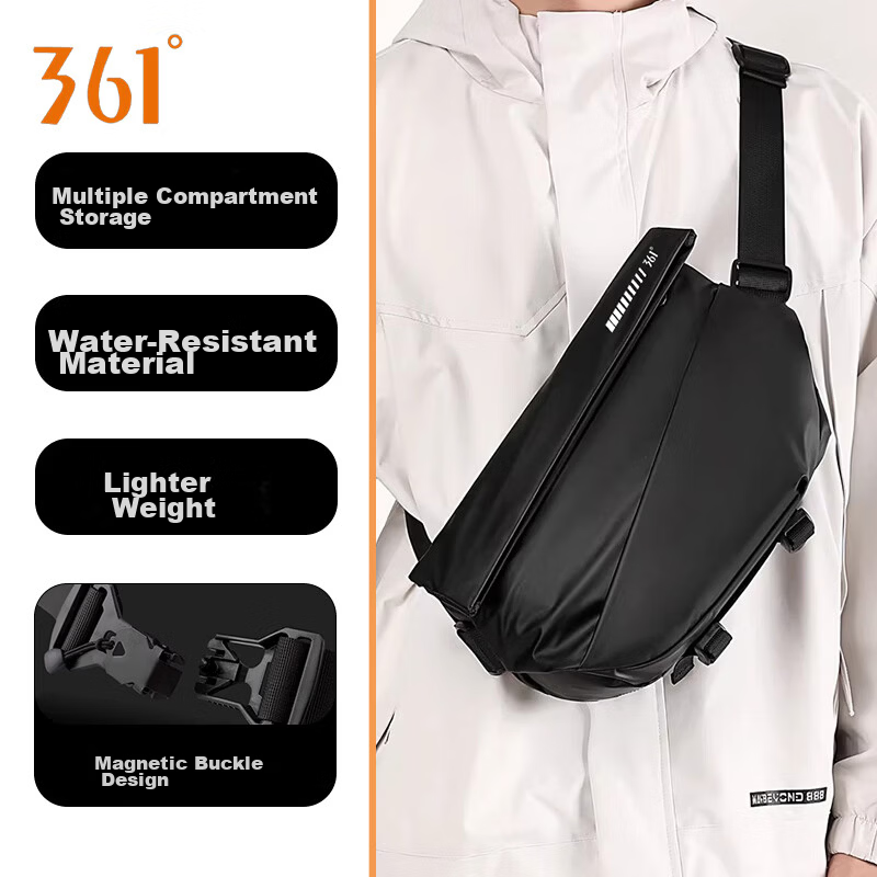 361° Men's Crossbody Bag Waist Bag Chest Bag Lightweight Luxury Large Capacity Shoulder Bag Commuter Phone Bag Water-Resistant Waist Bag