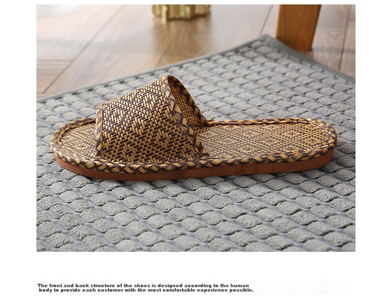 GUOLUOFEI Woven Unisex Summer Slippers Bamboo Floor Soft Sole Non-Slip Men's New Bamboo Sole Size 38-39 8