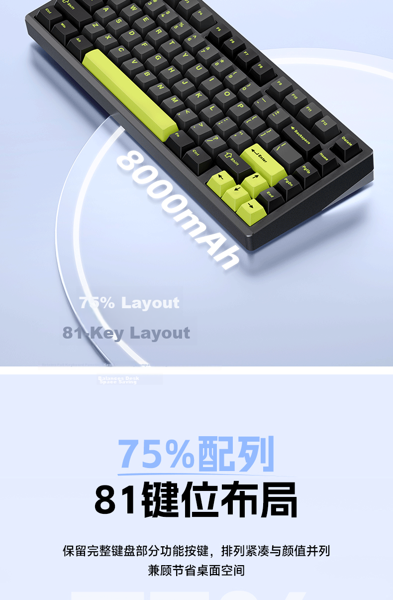 AULA M75 Custom Mechanical Keyboard Tri-Mode Aluminum Wired 2.4G Bluetooth Gasket Structure Gaming M75 Tri-Mode Ink Black Ice Pulse Switch 15