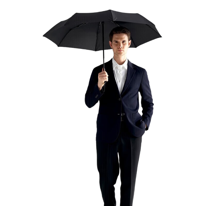 Knirps Fully Automatic Umbrella, Three-Fold, 8 Ribs, Windproof, High-End Business Men's Umbrella Gift, Phantom Black