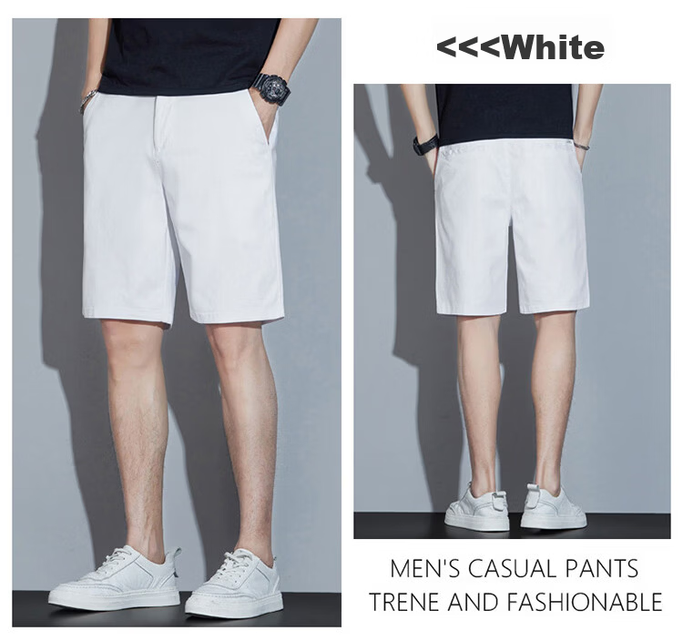 Pierre Cardin Men's Summer Shorts Lightweight Loose Casual Five-Point Mid-Length Pants New Trend High-End Dress Pants Off-White 28 14