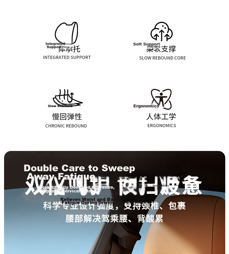 YOU CHE BANG Car Headrest and Lumbar Support Set Driving Waist Cushion Lumbar Support Neck Pillow Seat Backrest Cushion for Driver 3