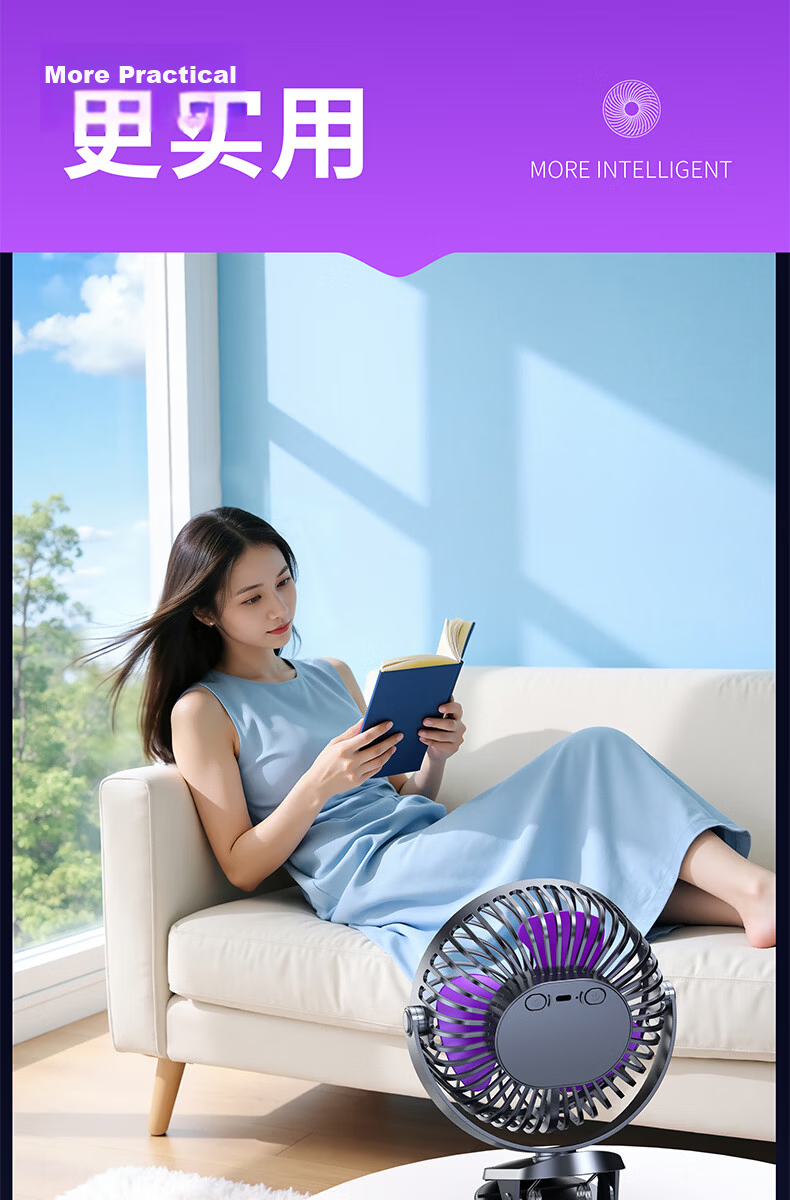 Cobins Desktop Mini Quiet Fan Small Bed Dormitory Stroller Electric Fan Clip USB Rechargeable Cooling Portable Office Table Gift White 20