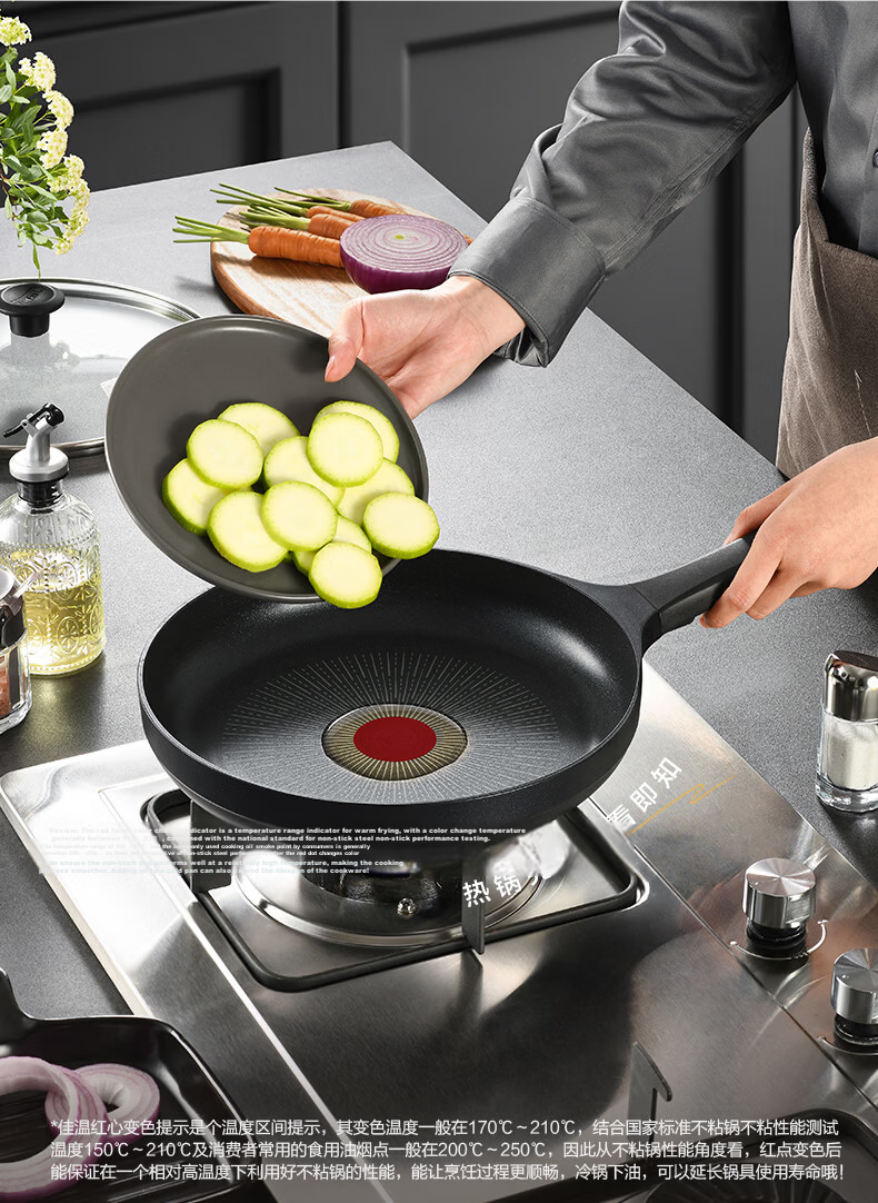 Tefal 6x Durable Non-Stick Frying Pan Lightweight Titanium Coated Flat Skillet Low Smoke Steak Pan Dishwasher Safe 14