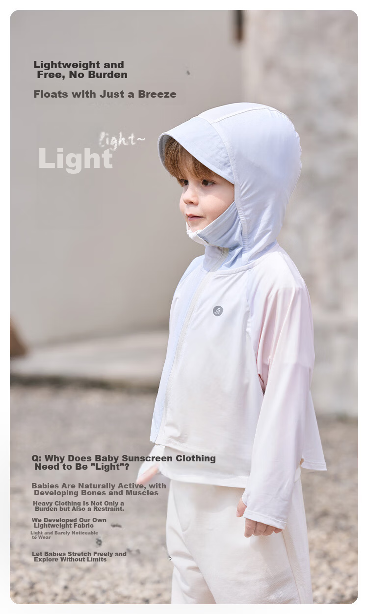 Babylove Baby Sun Protection Jacket Summer Lightweight UV Protection Cooling Children's Hooded Coat 6