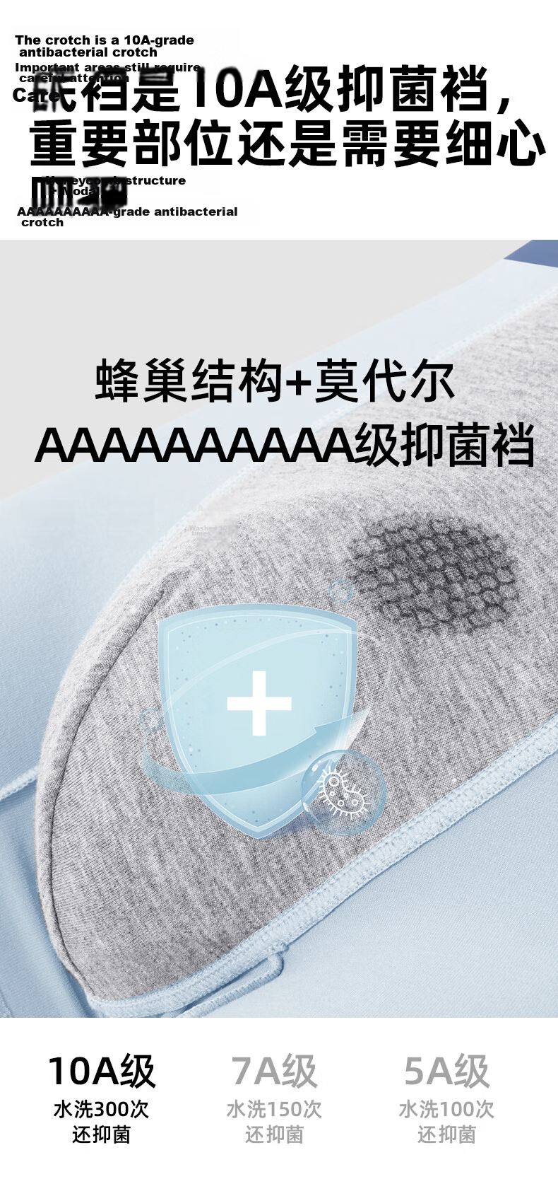 Fenteng Modal Men's Underwear 10A Antibacterial Crotch Men's Boxer Briefs Comfortable Breathable 3-Pack L 8