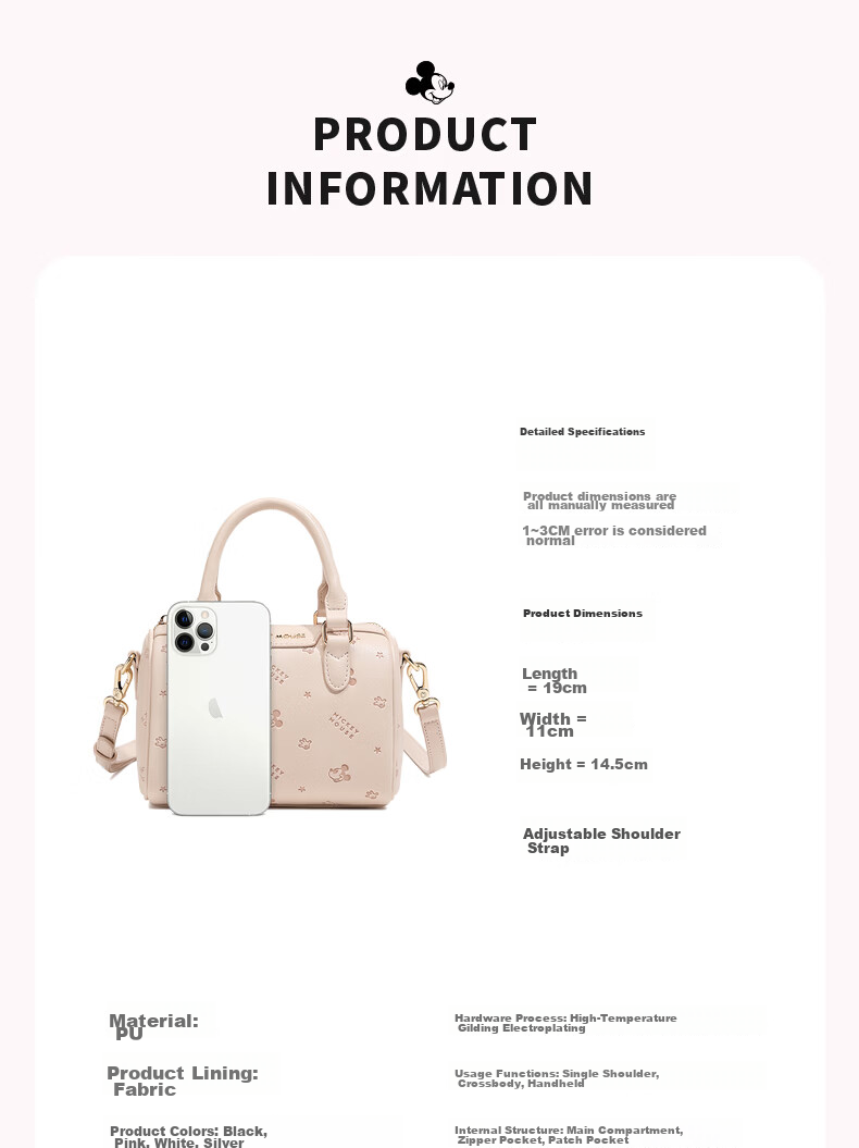 Disney Genuine Women's Crossbody Bag 2026 New Versatile Pink Shoulder Bag Birthday Gift for Girlfriend 6