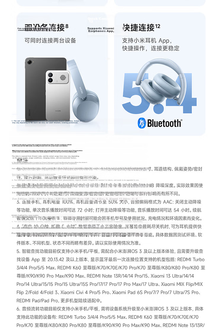 MI REDMI Over-Ear Bluetooth Headphones with Active Noise Cancellation, Comfortable Fit, Long Battery Life, Compatible with Mi Ecosystem And Apple/Huawei Phones, Jazz Blue 19