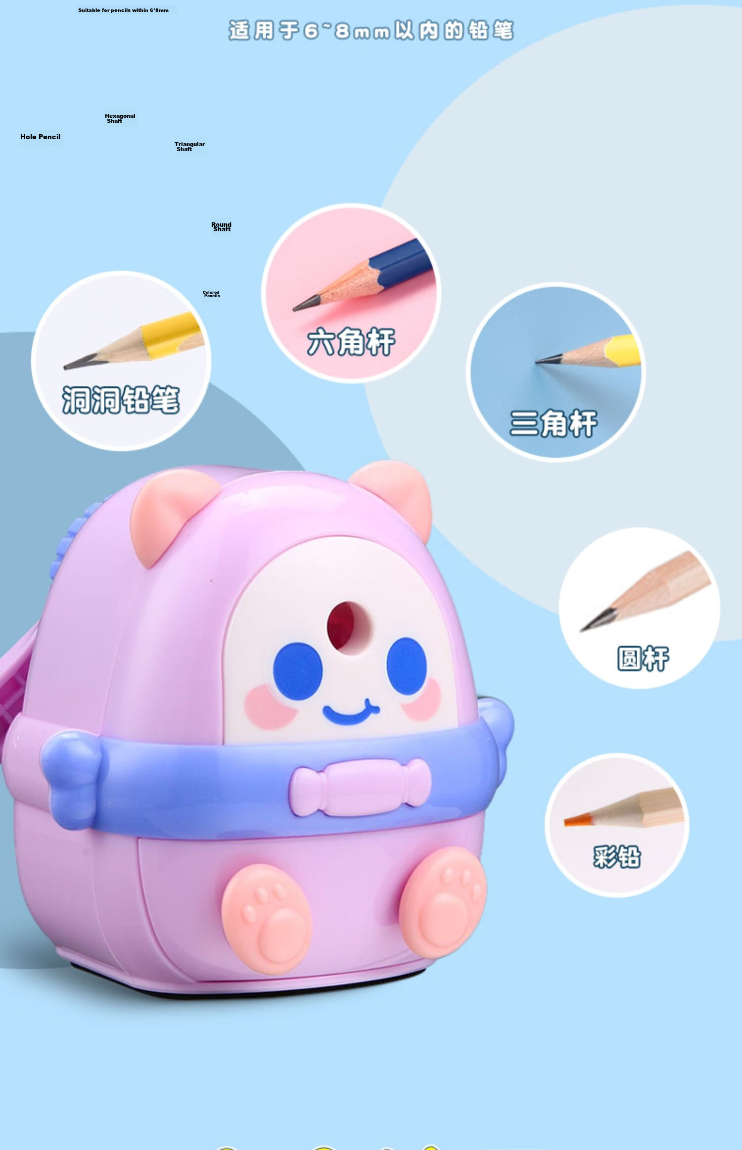 M&G Green Candy Doll Pencil Sharpener APS906P3B Manual Sharpener for Elementary Students Boys Kindergarten Pencil Sharpener 11