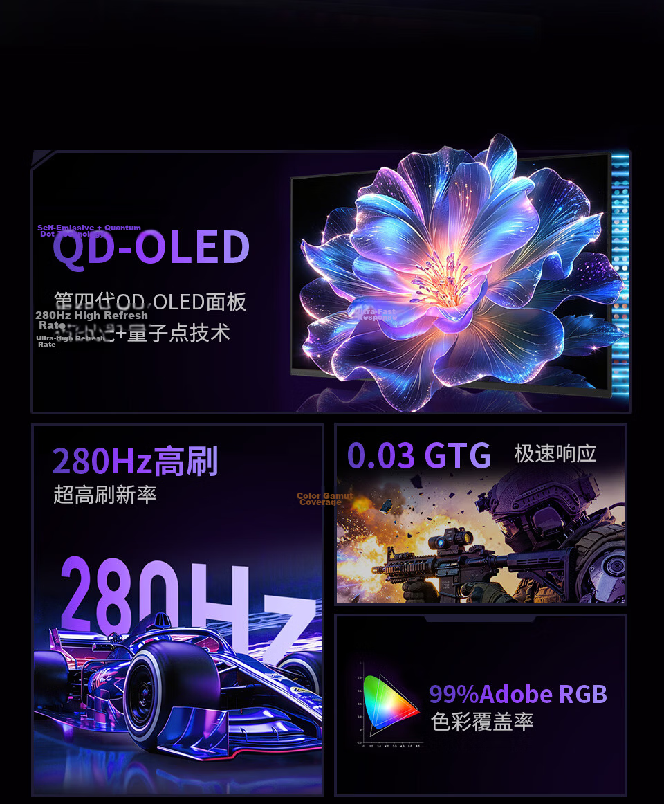 NEXRGB 26.5-inch 2K Native 280Hz QD-OLED Gaming Monitor N27XQ71 2
