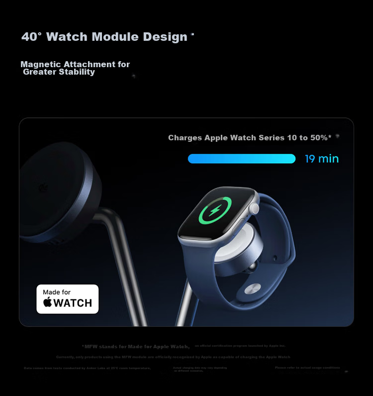 ANKER Prime 35W Semiconductor Air-Cooled 3-in-1 Desktop Wireless Charger Dock Magsafe Magnetic Stand for Apple Watch iPhone Earbuds Apple Watch 25