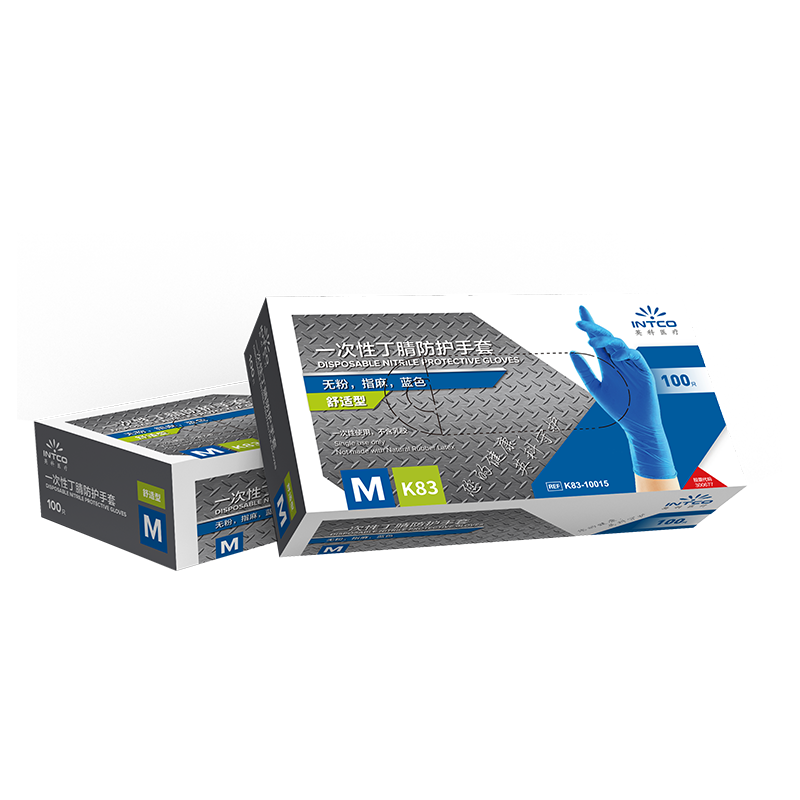 Inco Medical Disposable Nitrile Protective Gloves Comfortable Fit Industrial Labor Protection Size L Blue 100pcs/Box
