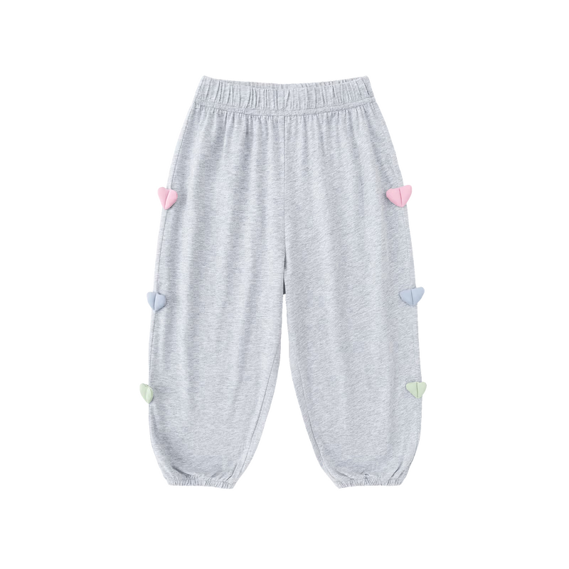 Dudu Kids 100% Cotton Girls' Mosquito-Repellent Pants Summer Lightweight Children's Casual Pants Light Gray Size 100