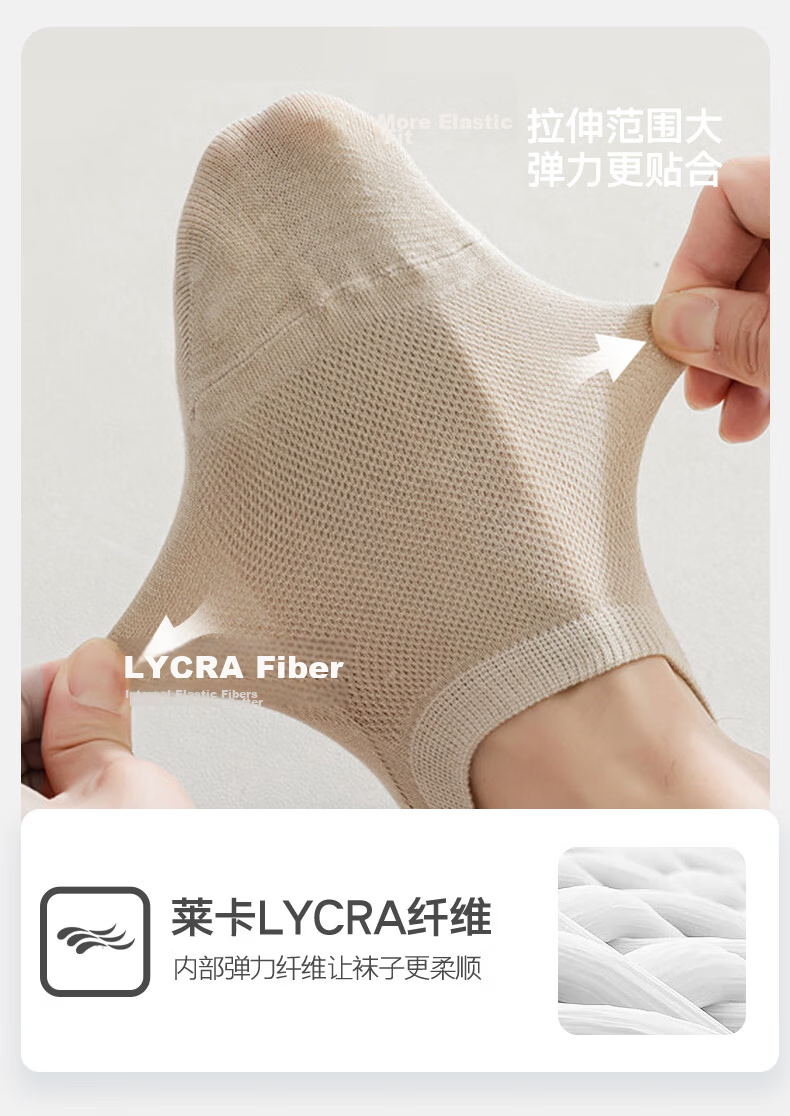 Mian Xiaonian Men's Cotton Short Socks Summer Thin 100% Pure Cotton 10A Antibacterial Odor-Resistant Breathable Mesh Boat Socks 7 Pairs Pack 10