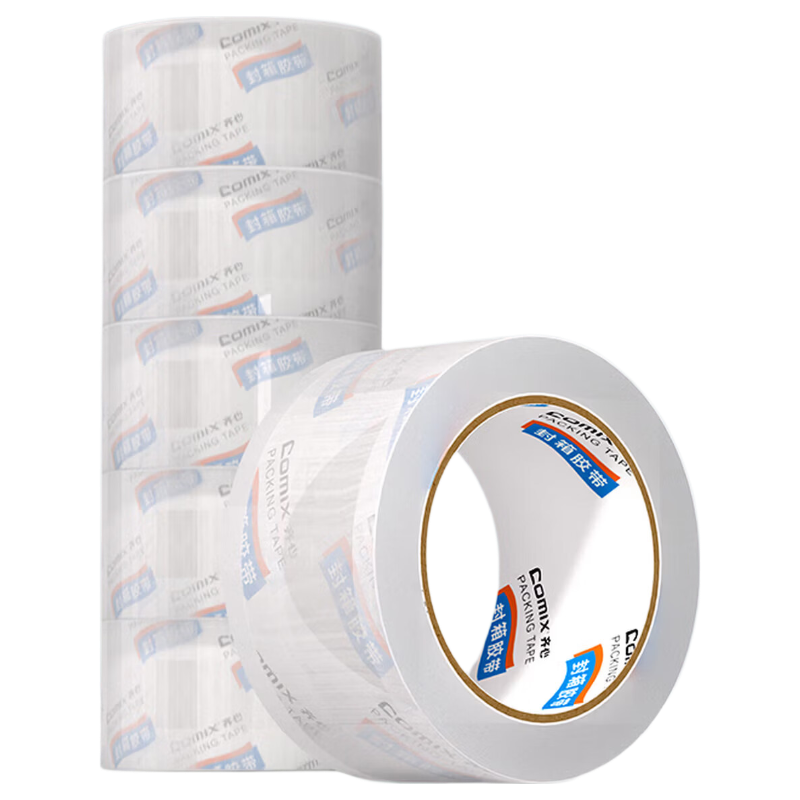 COMIX [Super Popular] Transparent Tape/wide Tape/boxing Tape/expression Packaging Tape Transparent, Width 60mm*100y*45um Length 91.4 Meters, 6 Rolls/tube EP002