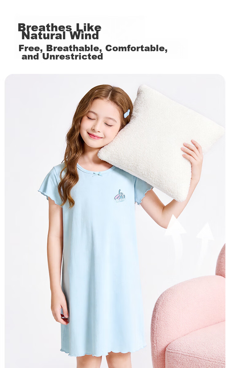 Disney Modal Lace Pajamas Sleep Dress 26 Summer Girls Rabbit Police Officer Skin-friendly Comfortable Breathable Homewear Light Pink 120 6