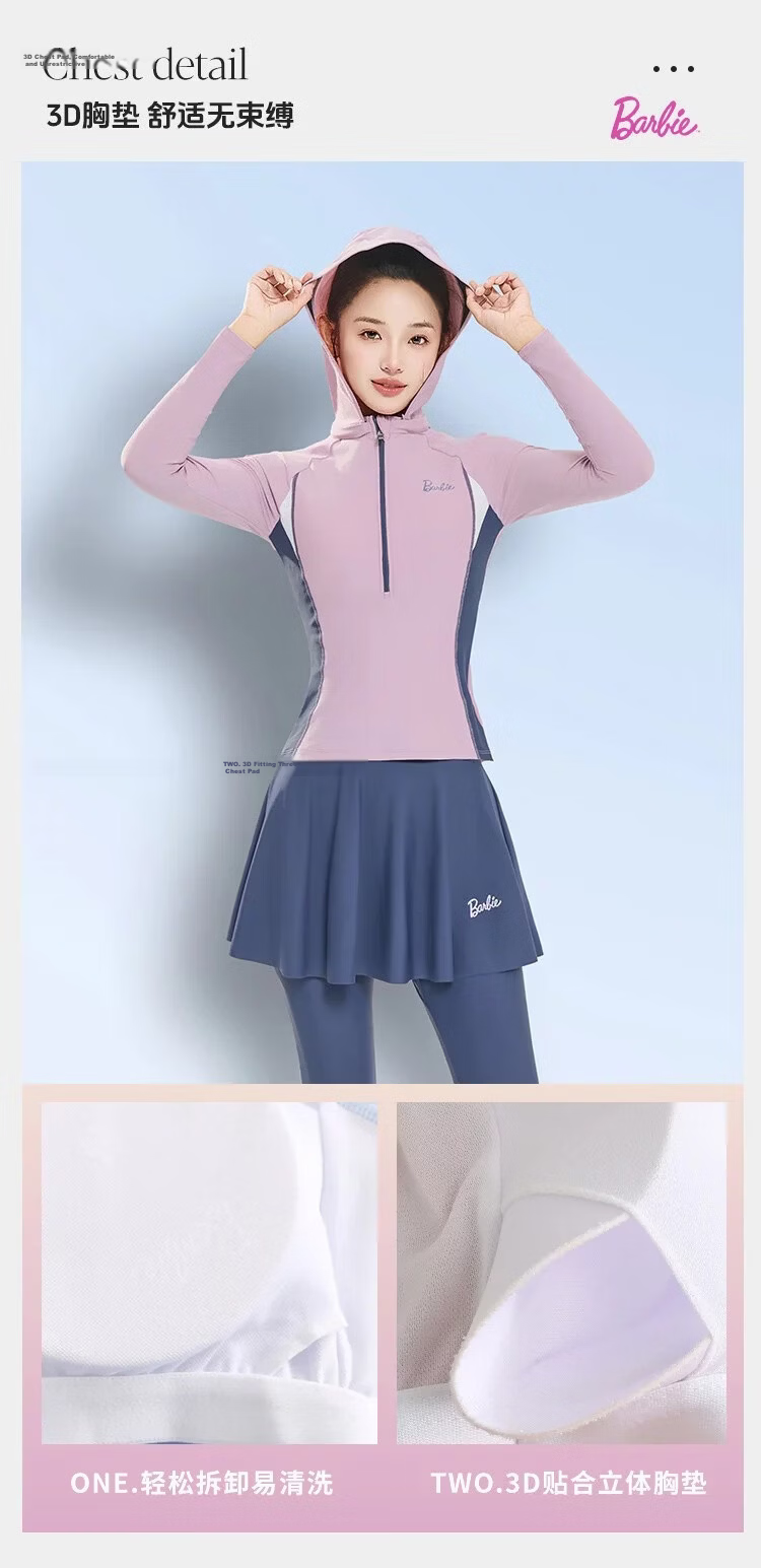 Barbie Long Sleeve Long Pants Conservative Two-Piece Slimming Tummy Control Beach Surfing Training Diving Suit for Women 5