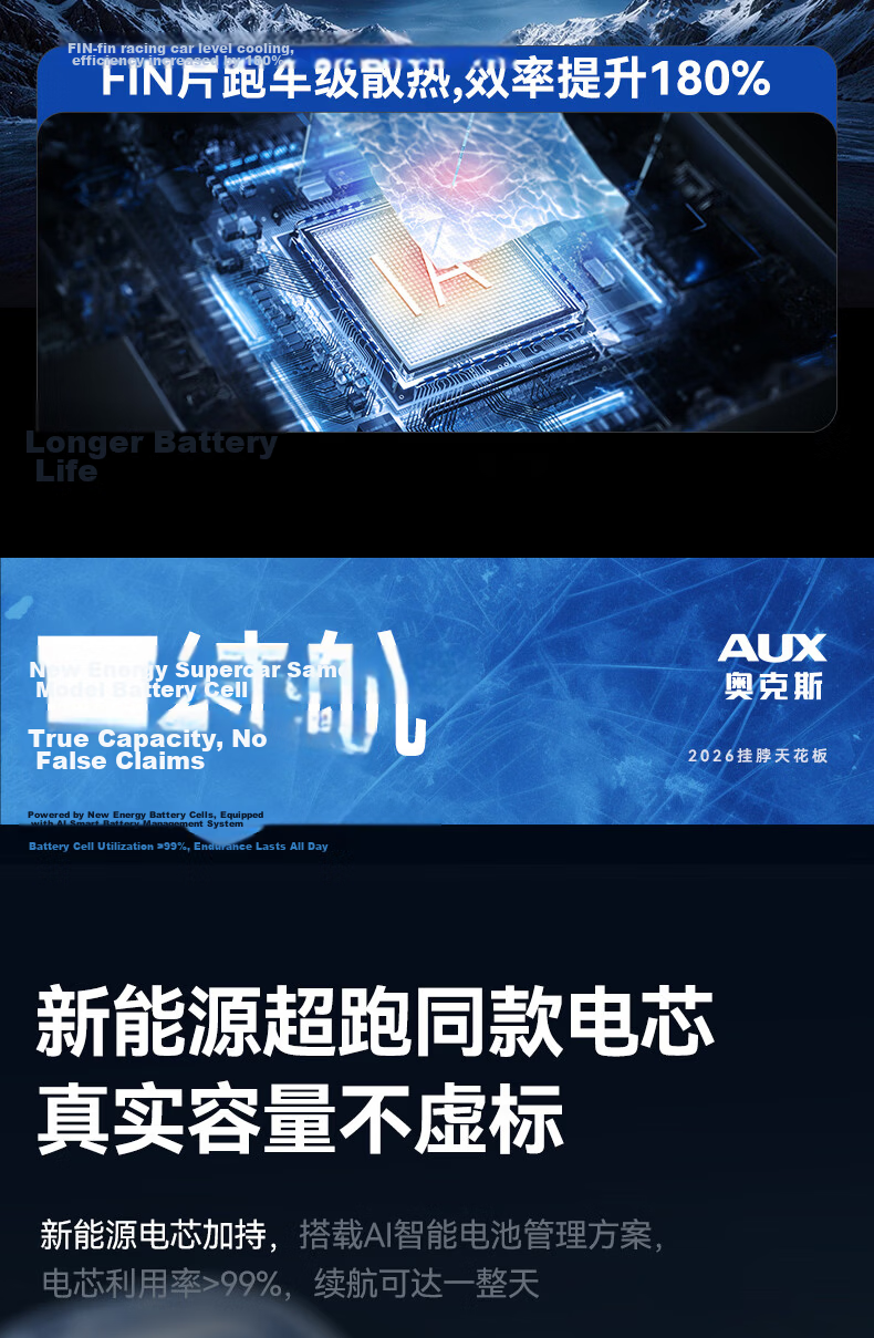 AUX [2026 New Model | Superconducting Cooling] Neck-hanging Fan Air Conditioner Cooling Fan Semiconductor Long Battery Life Small Portable Silent Outdoor Gadget 13