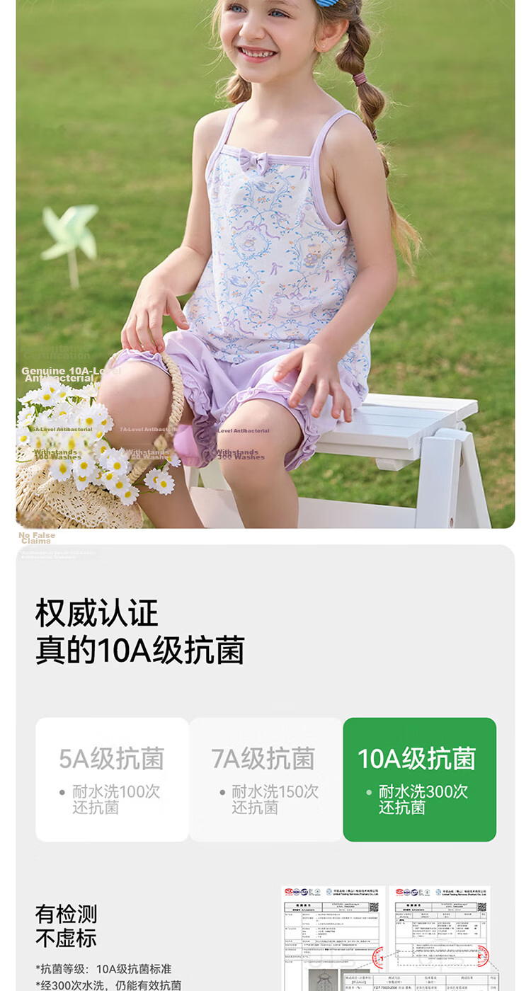 Betis Girls' Summer Breathable Sleeveless Pajama Set Children's Shorts Homewear Baby Casual Two-Piece Set 11