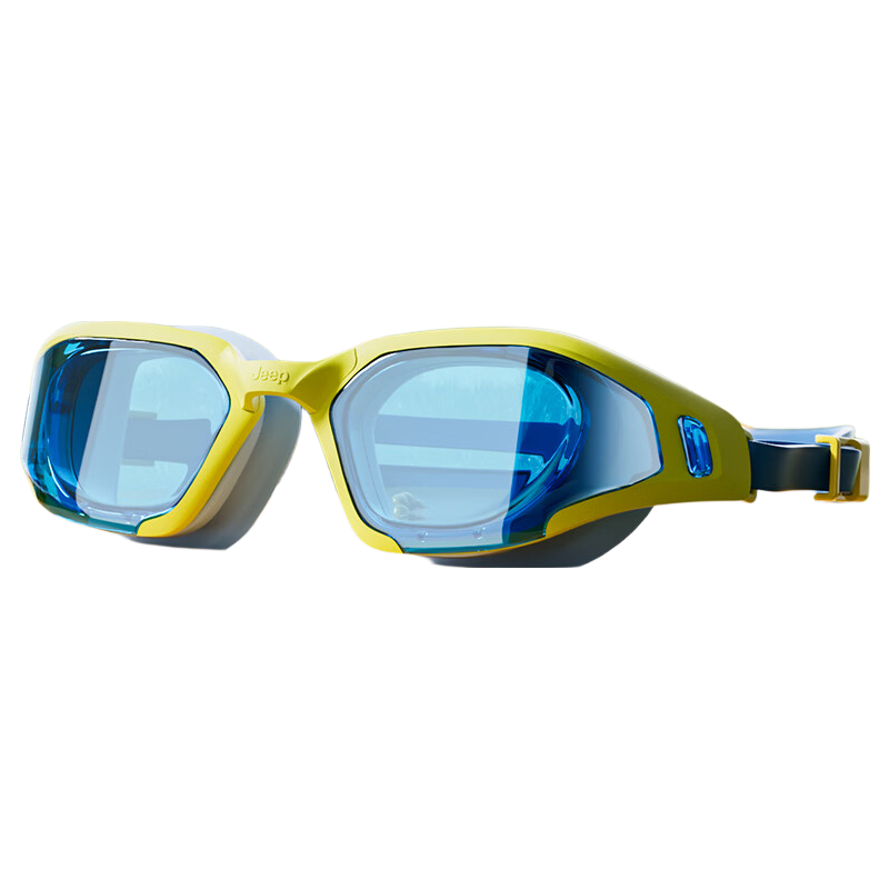JEEP Kids Swimming Goggles Unisex Anti-Fog Waterproof HD Youth Professional Training Swim Glasses Jelly Blue Plano
