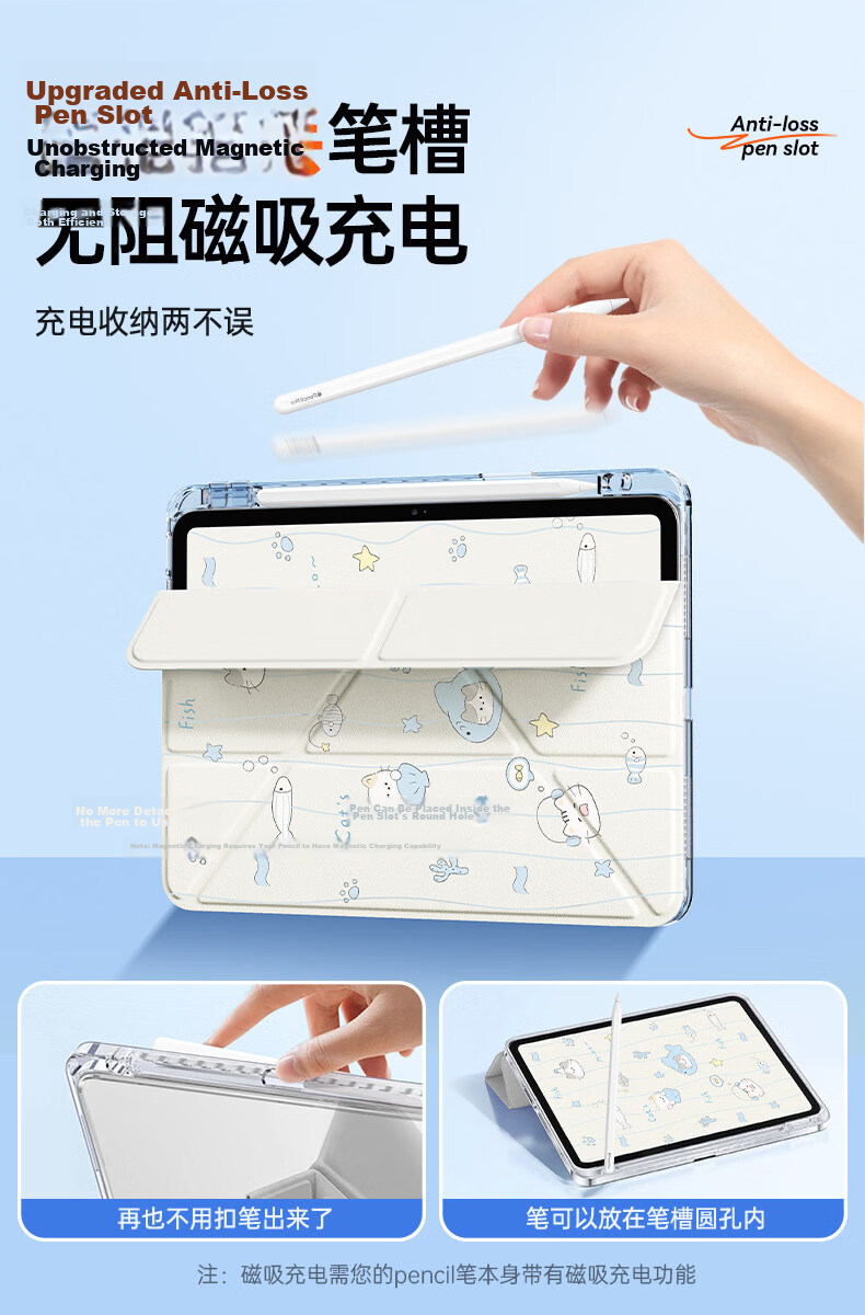 Yousidun Compatible iPad Air 8 Case iPad Air 11-inch Tablet Cover Apple iPad Air 5/6 Full Protection with Pencil Slot Air 7 Airbag Shockproof Acrylic Pressure-Resistant Case 8