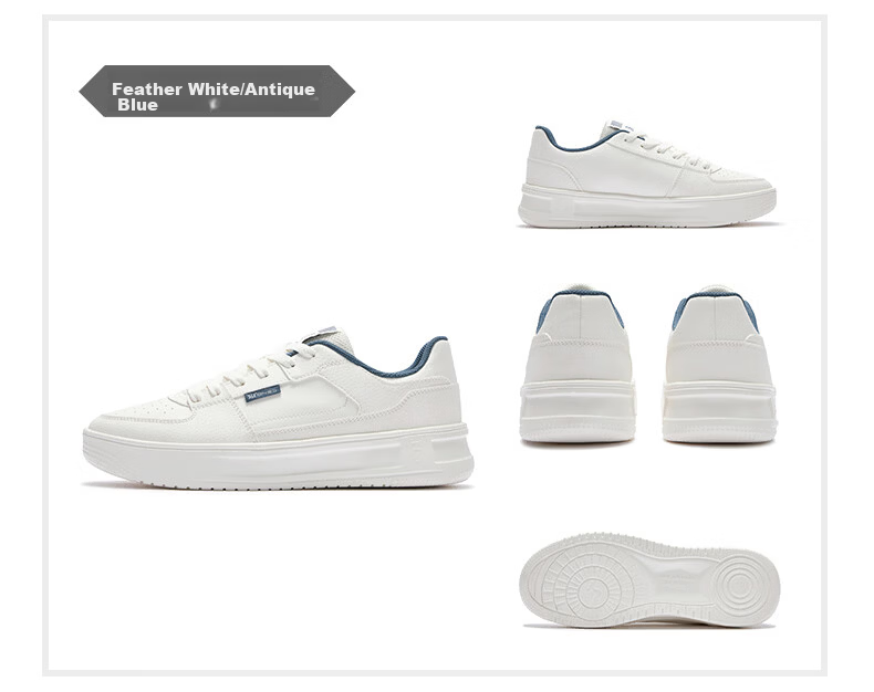 361° Men's Casual Shoes Qinghe 2 New Stylish Versatile Thick-Soled Comfortable White Sneakers 672636618-1 42