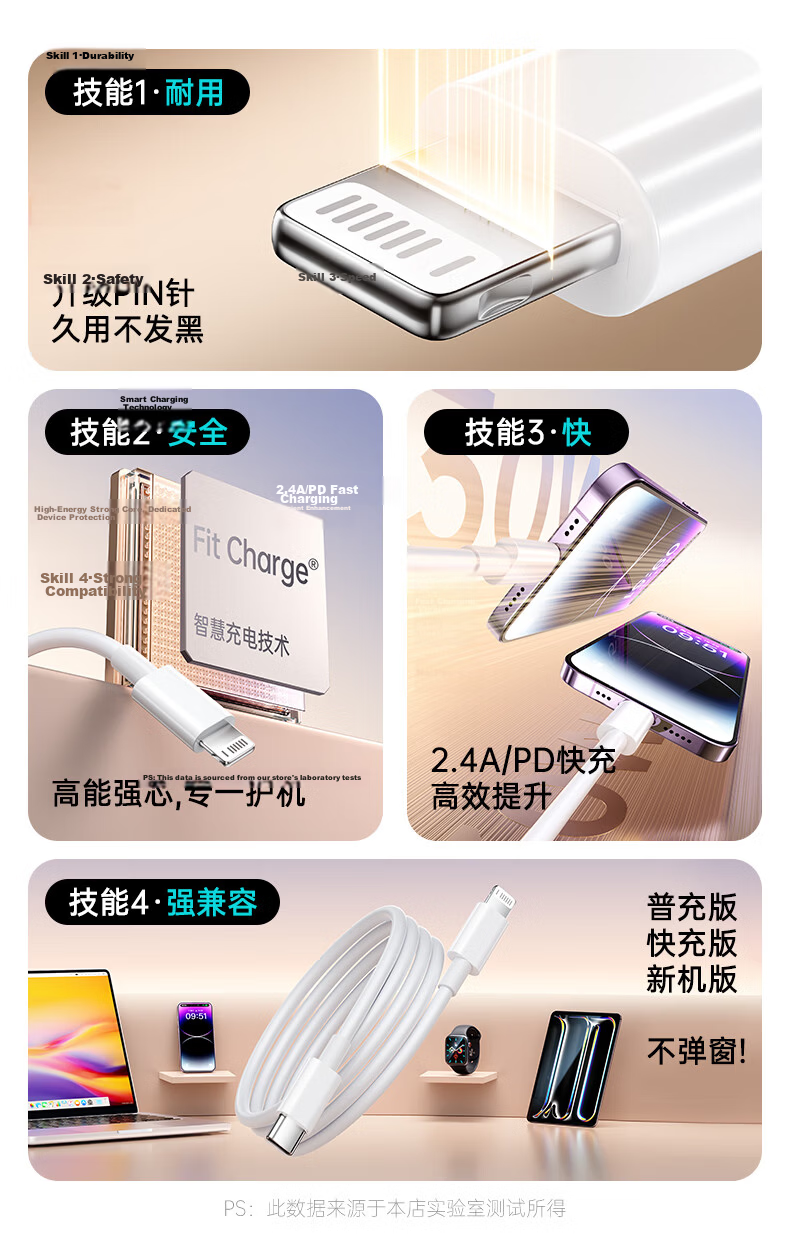 TAFIQ Apple Data Cable PD30/20W Fast Charging USB-A to Lightning Cable for iPhone 14/13 Pro Max/12/11 Mobile Car Use 1m 2
